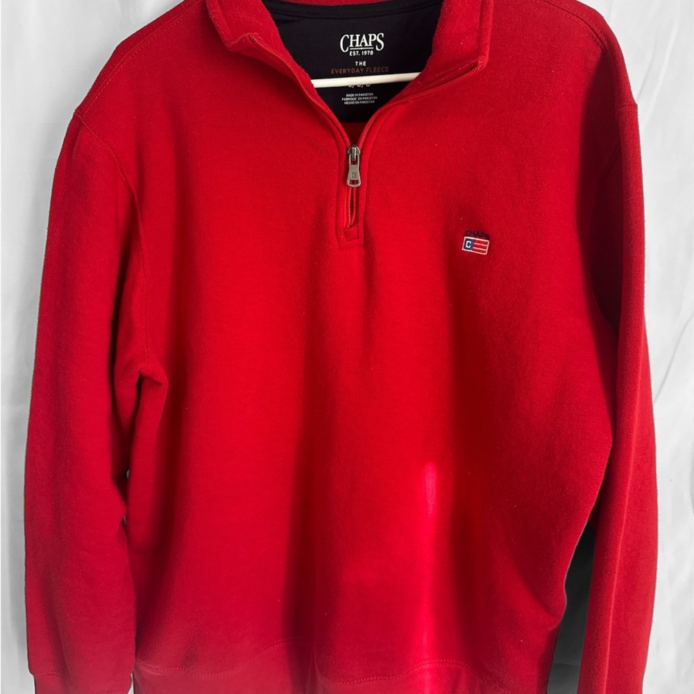 Chaps Men’s Bold Red Zip-Up Sweater | Classic Fit | Cozy Layering Piece